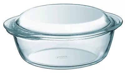 Buy Pyrex Essentials Glass Round Casserole Dish With Lid 1.4L - Transparent New • 14.99£