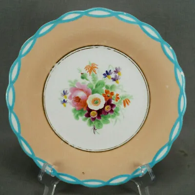 Buy Minton Pattern 4463 Hand Painted Flowers Apricot & Turquoise 8 7/8 Inch Plate B • 48.19£