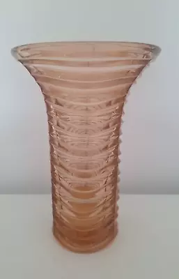 Buy Vintage ART DECO Pink Blush Depression Glass Vase 7.5  VGC • 15.99£