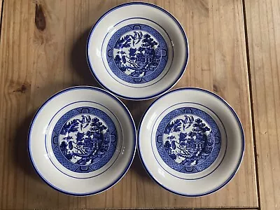 Buy Vintage Arklow Willow Pattern Set Of 3 Blue Saucers Plate 6 Inch Circa 1980 • 46.28£