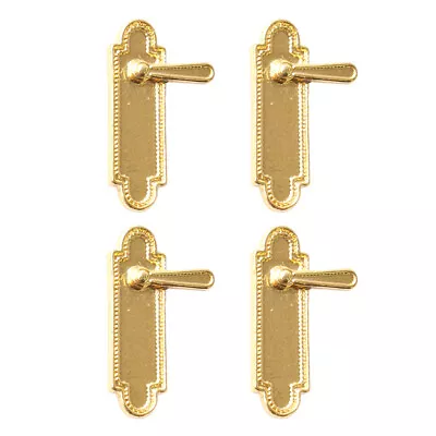 Buy 4Pcs 1/12th Dollhouse Miniature House Hardware Metal Door Locks With Handles • 4.96£