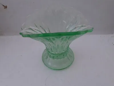 Buy Vintage Bagley Green Glass  Wheatsheaf  Posy Vase Depression Glas Art Deco • 4£