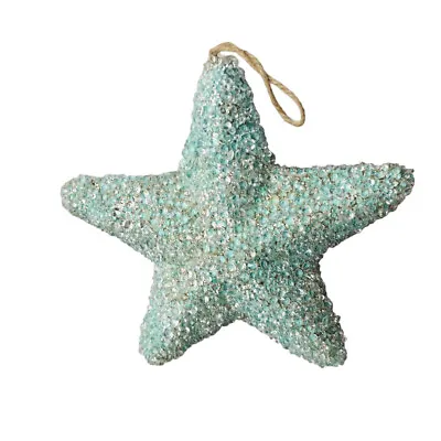 Buy Christmas Pottery Barn Blue Aqua Beaded Starfish Nautical Ocean Life 7  Ornamen • 26.89£