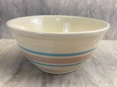 Buy Vintage McCoy Oven Ware USA Pottery #8 Pink/Blue Stripe Mixing Bowl 8  Round • 27.92£