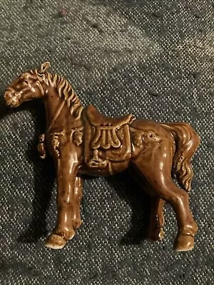 Buy Vintage Retro Brown Glazed Pottery Horse Ornament Standing Horse • 7.50£