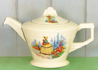 Buy GRINDLEY LADY CAROLINE TEAPOT 1930s Crinoline Vintage Creampetal Art Deco Teapot • 50£