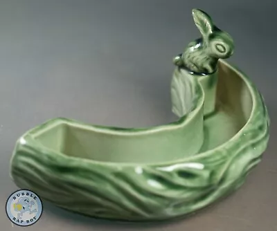 Buy WADE POTTERY GREEN LOG TROUGH FLOWER POSY VASE WITH BUNNY 1940's MADE IN ENGLAND • 14.95£