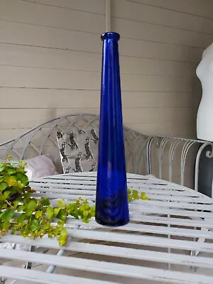 Buy Vintage Tall Cobalt Blue Art Glass Chunky Bud Vase 13  • 38£