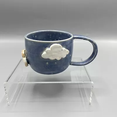 Buy STUDIO POTTERY MUG Blue 3D Clouds Large Handle Cute Novelty - 7cm - 250ml • 9.99£