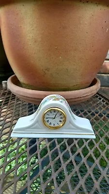 Buy Aynsley Wild Tudor Small Fine Bone China Mantle Clock White Floral Gold Trim • 11£