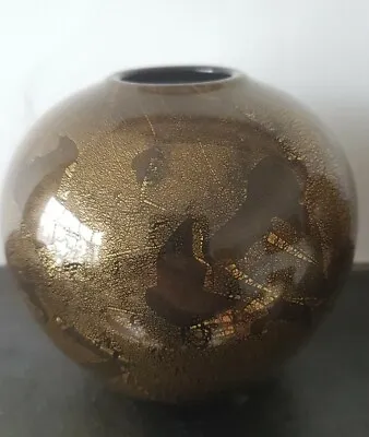 Buy Vintage Isle Of Wight Glass Azurene Gold Vase - 10cm  • 30£