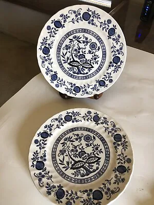 Buy Vintage Crown Clarence England Blue Onion 5 Dinner Plates • 44.29£