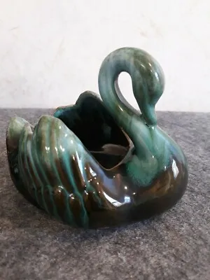 Buy Blue Mountain Pottery Swan Bird Vintage Planter Figurine  Blue Green Drip Glaze • 14.21£