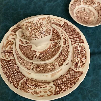 Buy Fair Winds Brown Alfred Meakin Staffordshire England Dinner Place Setting NEW • 23.68£