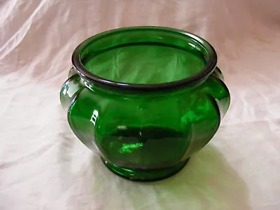 Buy Vintage Green Glass 1194 Bowl W/Wide Ribbed Pattern Cache Pot Planter Vase • 36.30£