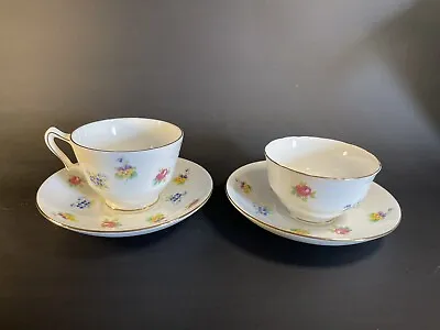 Buy Vintage Staffordshire Crown Fine Bone China Tea Cups And Saucers Flowers • 24.61£