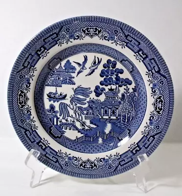 Buy 2 Churchill Made In England BLUE WILLOW 8  Salad Plates EXCELLENT • 14.46£