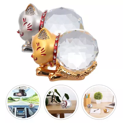 Buy  2 Pcs Small Crystal Figurine Ornaments Gifts Lucky Cat Kids Desktop • 32.79£