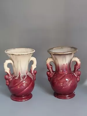 Buy 🌟2 X Small Vintage German Pottery Vases - Height: Approx 14.5cm Circa 1960s🌟 • 27.50£