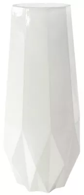 Buy White Glass Flower Vase Modern Geometric Design 30cm Decorative Vase Ornament • 20.99£