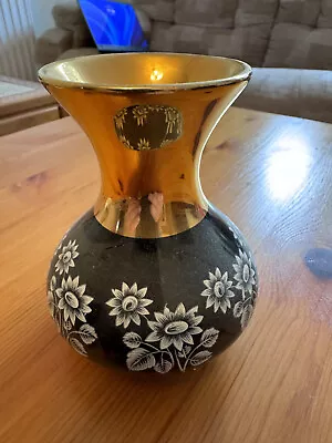 Buy 24K Gold And Kiln Fired  Vase Prinknash Pottery Gloucester  Made In England  4   • 7.50£