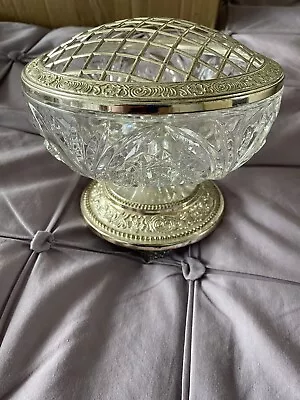 Buy Vintage Mayell Queen Anne Flower Arranger Heavy Crystal Cut Candy Rose  Bowl VGC • 10£