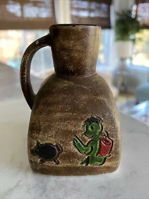 Buy Vintage Aztec Stoneware Pottery Bud Vase Miniature Handled Jug  Engraved • 9.50£