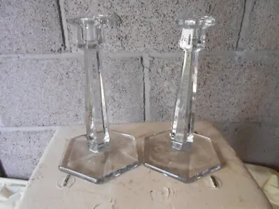 Buy Pair Antique Chippendale Glass Candlesticks • 78£