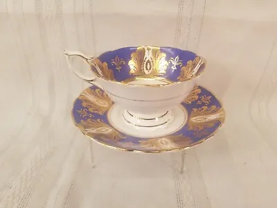 Buy Royal Stafford English Bone China Blue Gold Tea Cup & Saucer • 70.13£