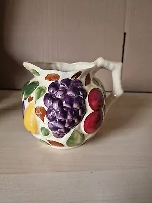 Buy Vintage Siltone Pottery Embossed JUG Fruit Hand Painted - 14cm Tall • 12£