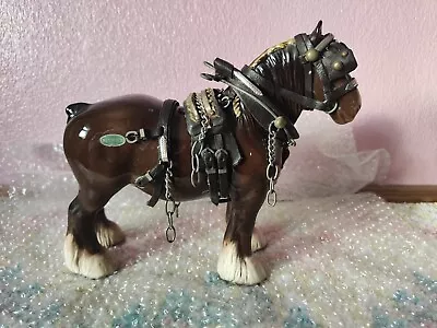 Buy Vintage Beswick Brown Ceramic Pottery Shire Horse Harness Figure England • 9.95£