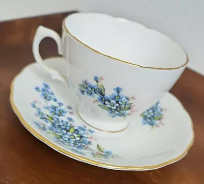 Buy Royal Vale Bone China Blue And Pink Floral Teacup And Saucer, Made In England • 17.05£