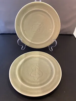 Buy Bernard Leach Decorated Studio Pottery Oak Leaf Plates C1940-50 • 210£