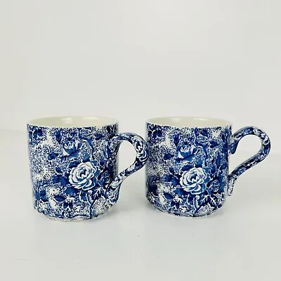 Buy Laura Ashley Chintzware Mugs Vintage 90s Old Money Home Decor Blue White Pottery • 34.99£