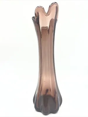 Buy Vintage Amethyst Purple Swung Glass Vase 5 Finger 9” Ribbed • 37.85£