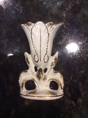 Buy Vtg Miniature Vase Royal Fenton Ware White Gold #896 Made Staffordshire England • 7.58£