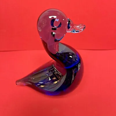 Buy Art Glass Duck Goose Paperweight Figurine Wedgwood Sapphire Blue Signed England • 18.97£
