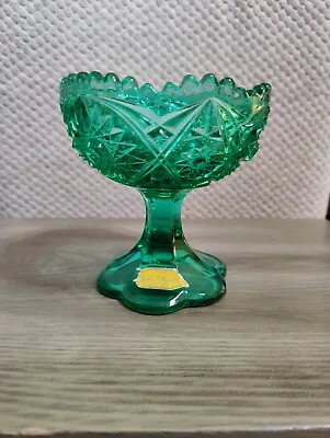 Buy Vintage Green Glass Pedestal Candy Dish Sawtooth Edge-John E Kemple • 17.08£