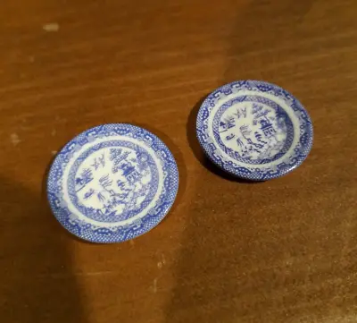 Buy 2x Stokesay Ware China Plates Blue Willow Dolls House Miniature Plate Pair Dish • 84£