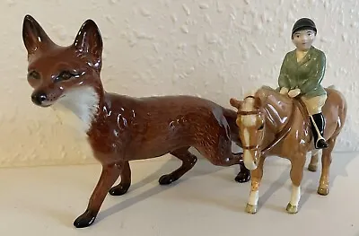 Buy Beswick Boy On Palomino Pony Model 1500 And Large Standing Fox Model 1016a A/f • 95£