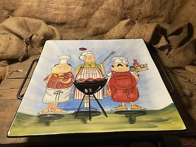 Buy Hand Painted Large Serving Plate And Stand Novelty Chefs • 29.99£