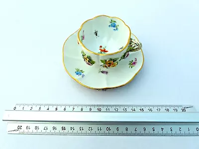Buy Antique Hand Painted German Meissen Footed Cup And Saucer Fine China - 19th C? • 11.38£