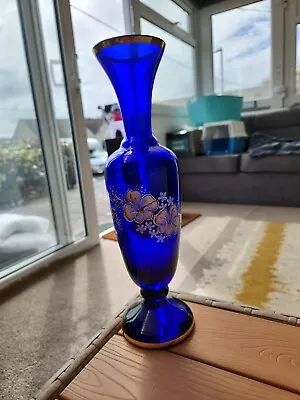 Buy Vintage Bohemian Cobalt Blue Glass Vase • 0.99£