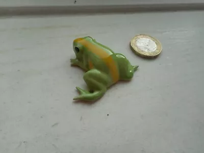 Buy Frog - Beautiful - Detailed Colourful Miniature  Pottery Green & Yellow  Frog • 3.50£