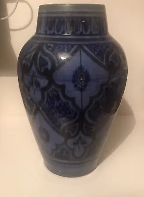 Buy Morocco Moroccan Vase Blue’s & Black Signed Safi & Arabic Script Interior Design • 85£