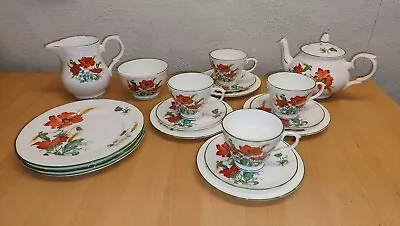 Buy Vintage Duchess Fine Bone China 'poppies' Teaset Teacups Trios Plates Teapot Etc • 59.99£