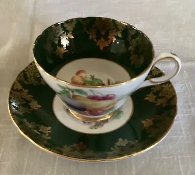 Buy Rare Shelley Fine China Green Fruit  Cup And Saucer • 98.95£