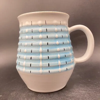 Buy Vintage Denby Small Ribbed Embossed Blue & Beige Stoneware Mug Made In England • 19.90£
