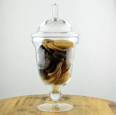 Buy Handmade Footed Glass Jar Cookie Sweet Bonbon With Lid H:35 Cm • 31.90£