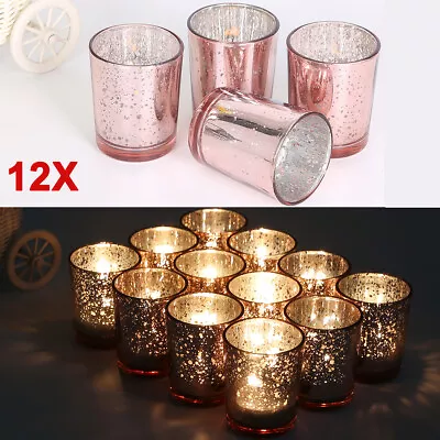 Buy 12pcs Mercury Vintage Glass Tea Light Candle Holders Votive Wedding Home Decor • 9.99£